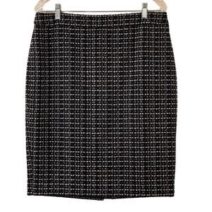 Ann Taylor Black and White Wool Tweed Straight Pencil Skirt Size 10